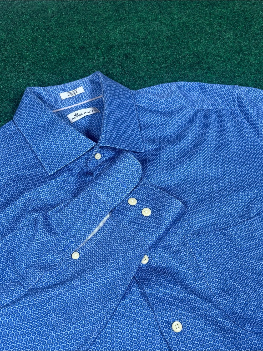 Peter Millar Long Sleeve Button Down Shirt Mens XL 100% Cotton Blue Check